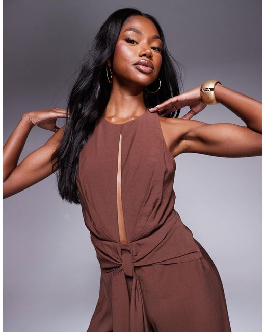 ASOS Brown – hochgeschlossener jumpsuit