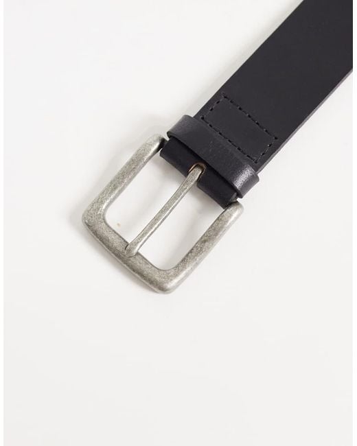 Jack & Jones Black Square Buckle Leather Belt for men