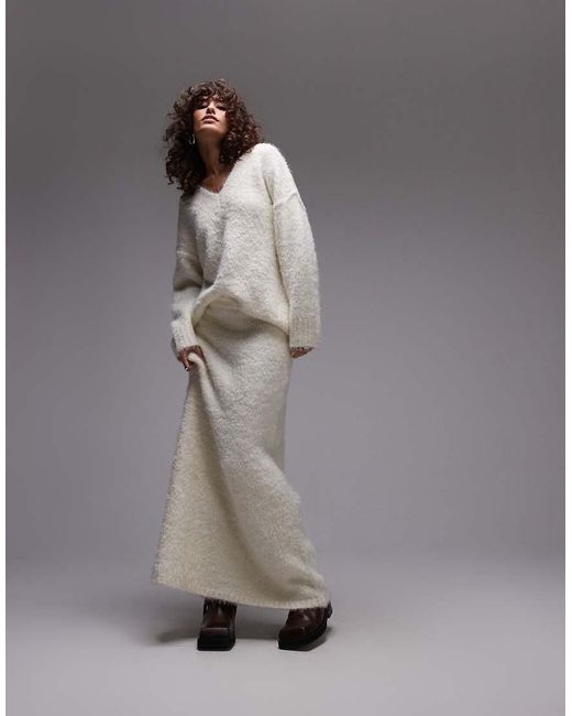 Falda De Punto Mullido De (Parte De Un Conjunto)-Blanco TOPSHOP de color Gray