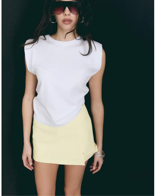 Stradivarius Yellow Skort With Side Slit