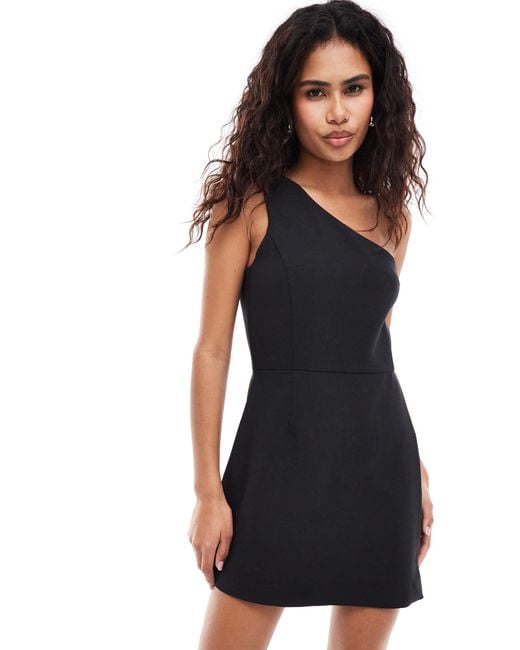 French Connection Black Structured One Shoulder Dress