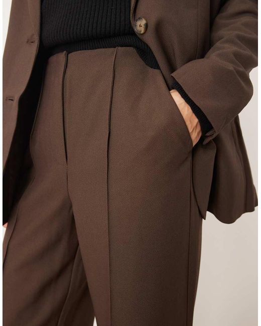 Y.A.S Brown High Waist Wide Leg Tailored Trouser Co-ord