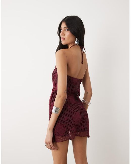 Motel Red Kaku Crochet Dress