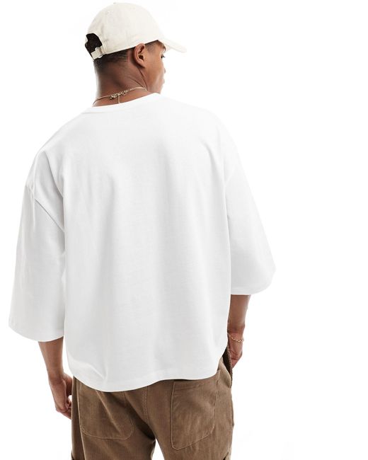 ASOS White Oversized Heavyweight Boxy Half Sleeve T-shirt for men