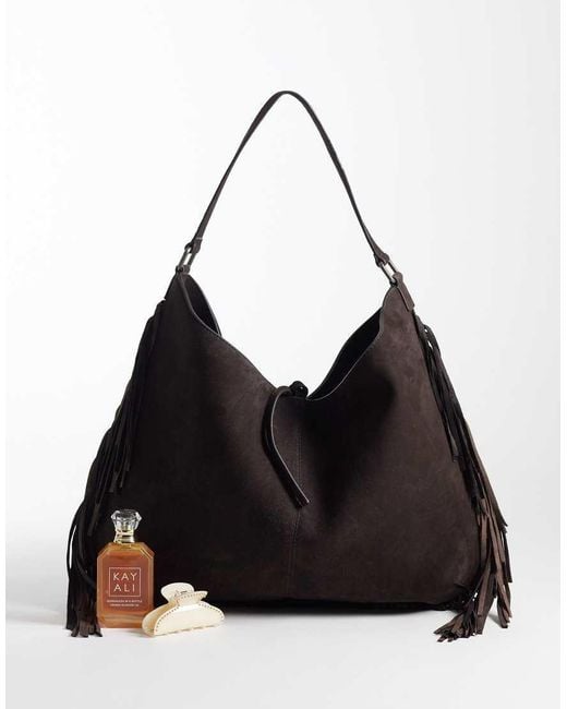 Free People Black Finn Fringe Shoulder Bag