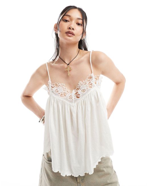 Free People White Broderie Edge Kayla Cami