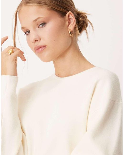 Gina Tricot Natural Long Sleeve Shaped Sculpt Knitted Dress