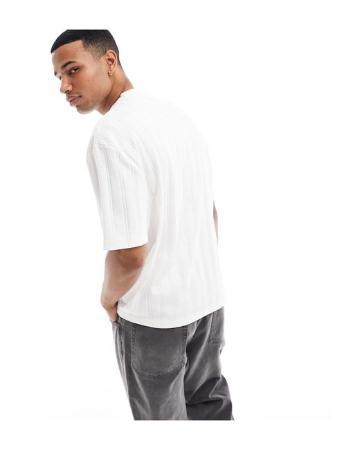 ASOS White Oversized Rib T-shirt for men