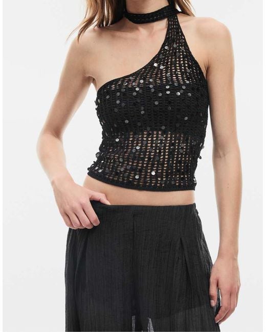 Stradivarius Black Textured Sarouel Trousers