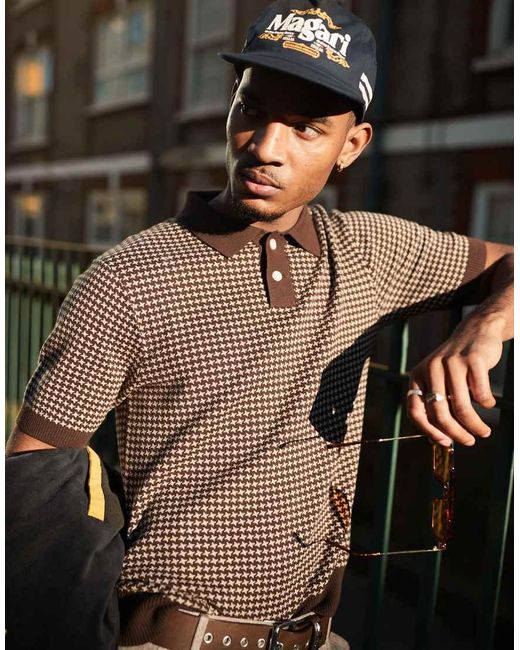 Levi's Brown Houndstooth Knit Polo for men