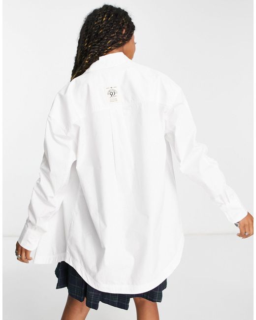 Adidas Originals White Preppy Varsity Oversized Shirt
