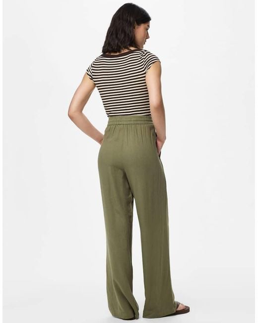 Pieces Green Wide-Leg Trousers