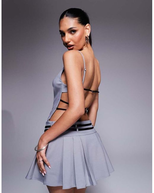 Oh Polly Purple Pleated Backless Mini Dress