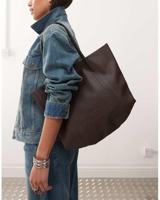 Barney's Originals Blue Leather Tote Bag