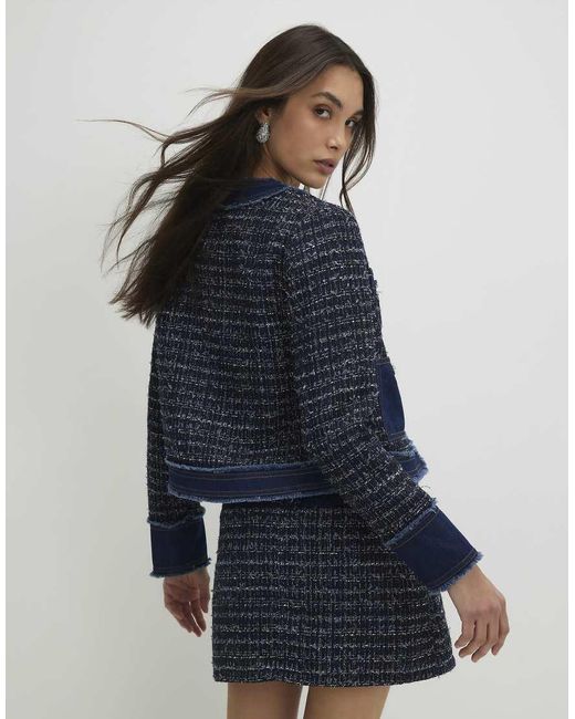 River Island Blue Boucle Denim Jacket