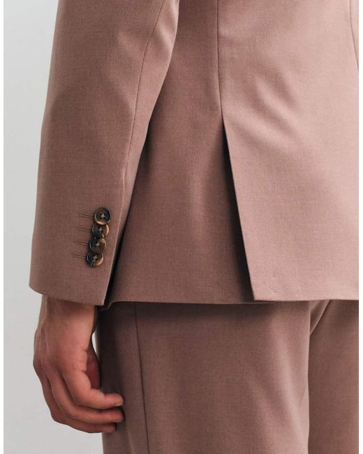 ASOS Brown Regular Double Breasted Suit Blazer for men