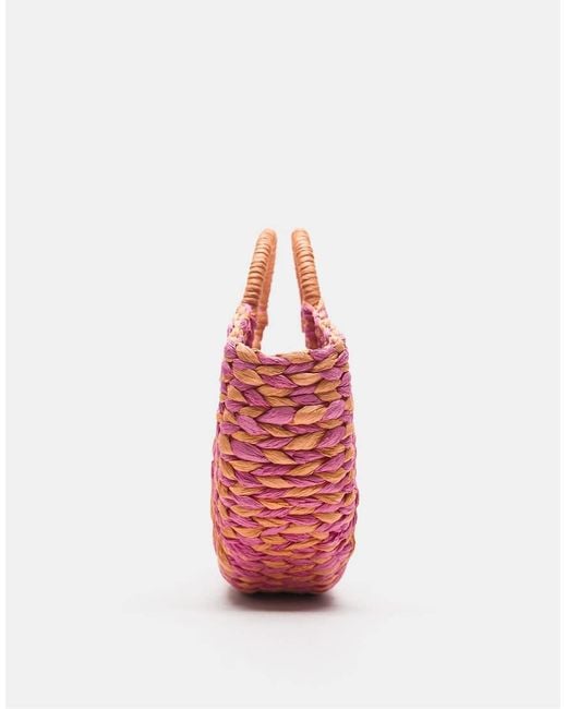Pull&Bear Pink Woven Top Handle Bag