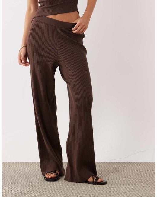 ASOS Brown Rib Knit Straight Leg Trouser Co-Ord