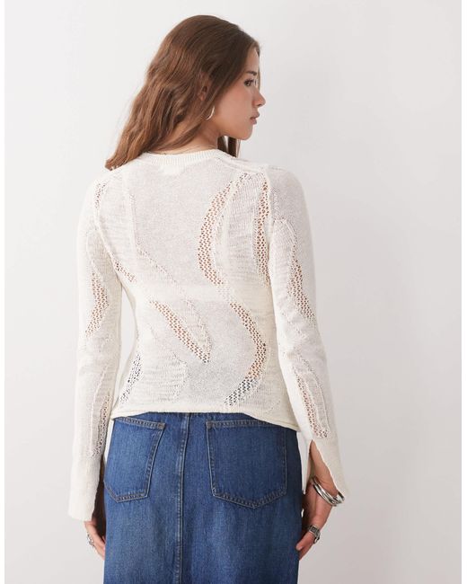 Weekday White – offenmaschige slim-fit-strickjacke