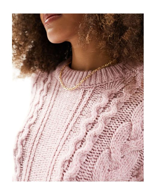 ASOS Pink Crew Neck Cable Jumper