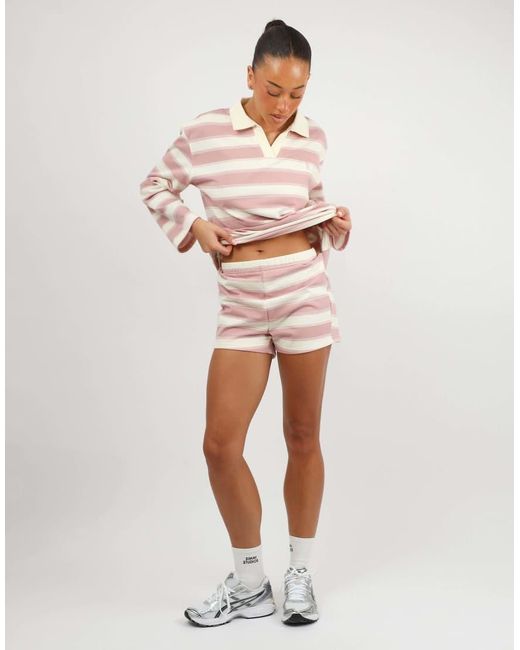 SIMMI Pink X Mia Khan Muse Stripe Mini Shorts