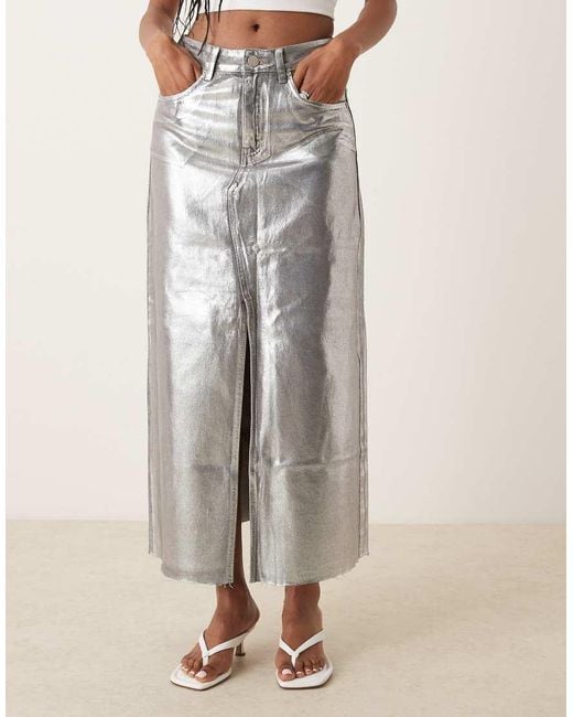 Glamorous Natural Center Split Midi Skirt