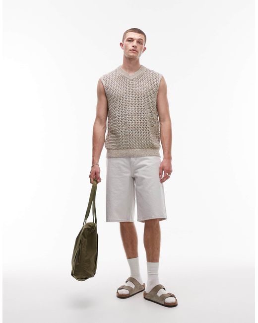 Topman White Denim Bermuda Short for men