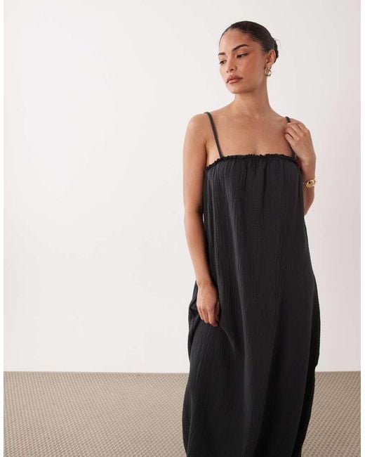JDY Petite Black Cheesecloth Sleeveless Maxi Dress