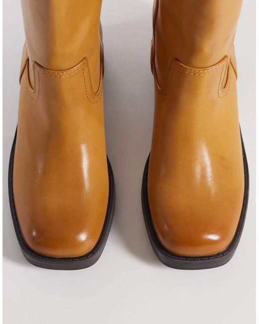 ASOS Brown Cherry Pull On Trucker Boots