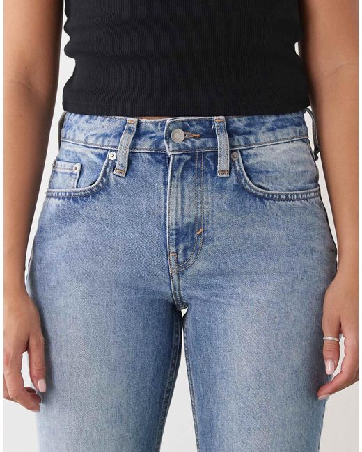 Weekday Blue Laika Mid Waist Straight Leg Jeans