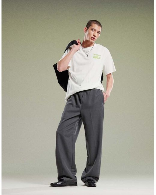 ASOS Multicolor Pull On Smart Wide Leg Pants for men