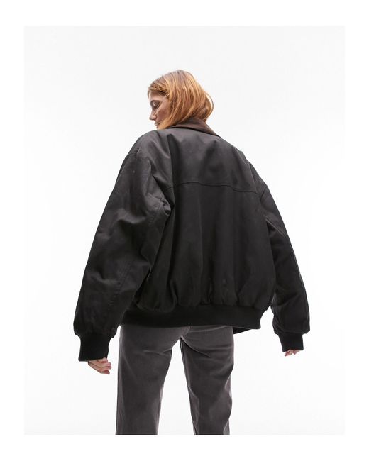 TOPSHOP Black Waxed Cropped Heritage Jacket