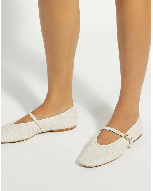 Dune White Wide Fit Wf Headliner Ballet Pumps