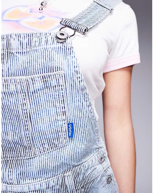 HUGO Blue Denim Dungaree Shorts