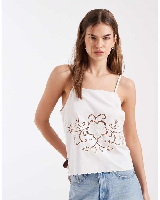 New Look Blue Cutwork Cami Top
