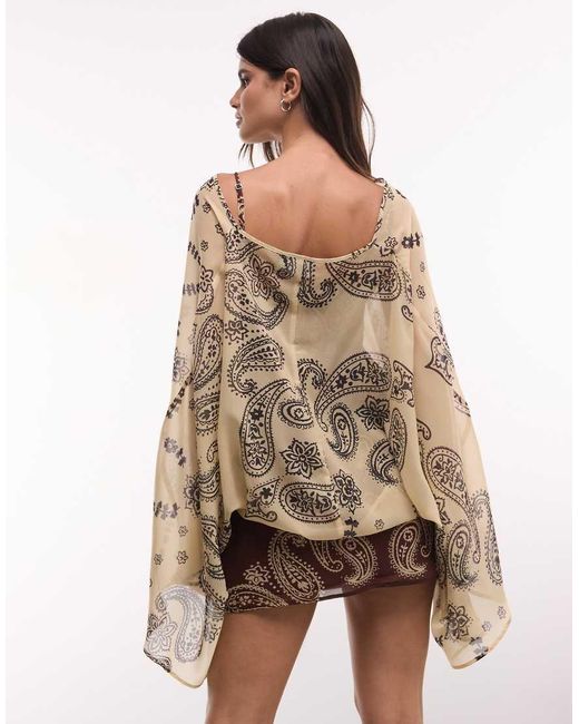 ASOS Brown Plunge Mini Dress With Batwing Sleeve