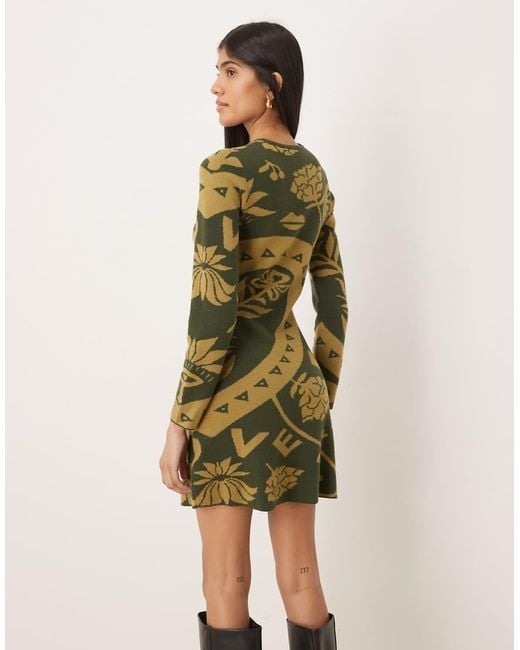 Never Fully Dressed Green Knitted Mini Jumper Dress Co-Ord