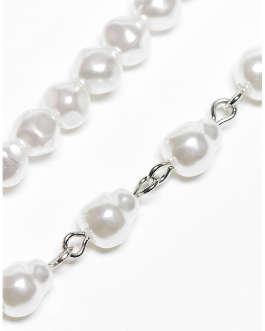 ASOS – 4er-pack markante halsketten mit perlen und strass in White für Herren