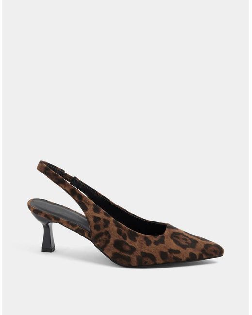 Yours Clothing Black Wide Fit Leopard Faux Suede Sling Back Heels