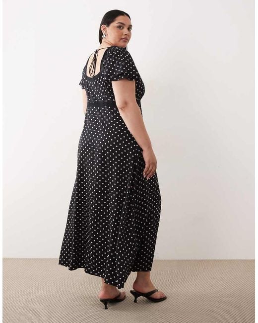 Nobody's Child Black V-neck Lace Trim Open Back Midi Dress