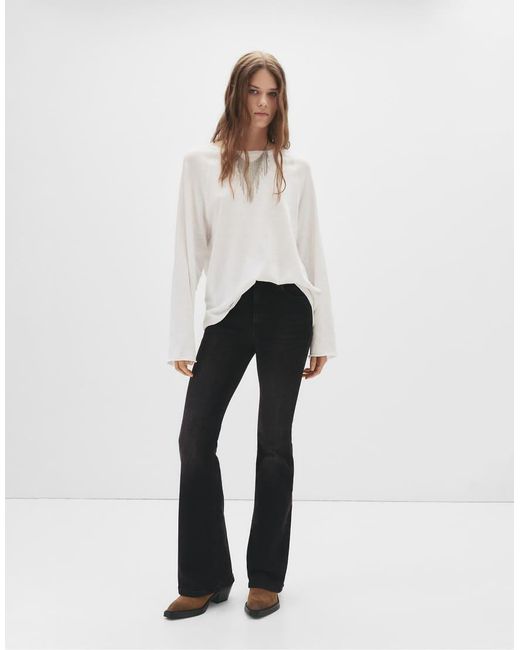 Pull&Bear Black High-Rise Flared Jeans