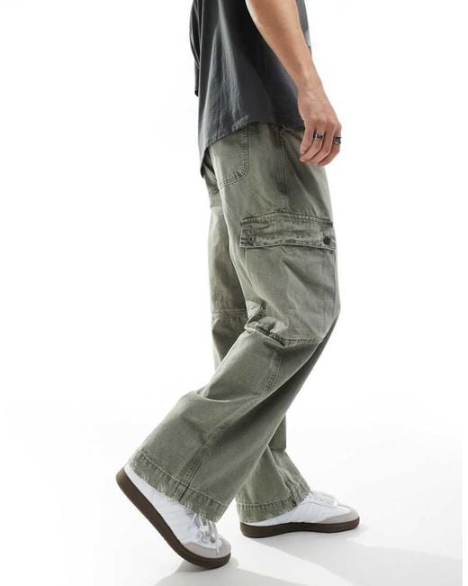 Bershka Green Baggy Cargo for men