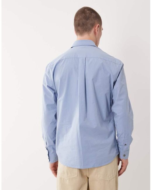 Mango Blue 100% Cotton Relaxed Fit Shirt for men