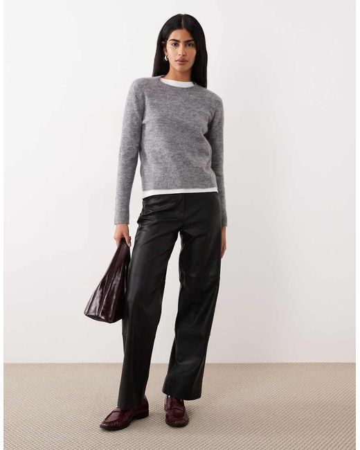 Mango Gray Alpaca Wool Mix Crew Neck Jumper