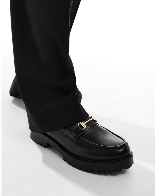 Walk London Black Sean Trim Loafers for men