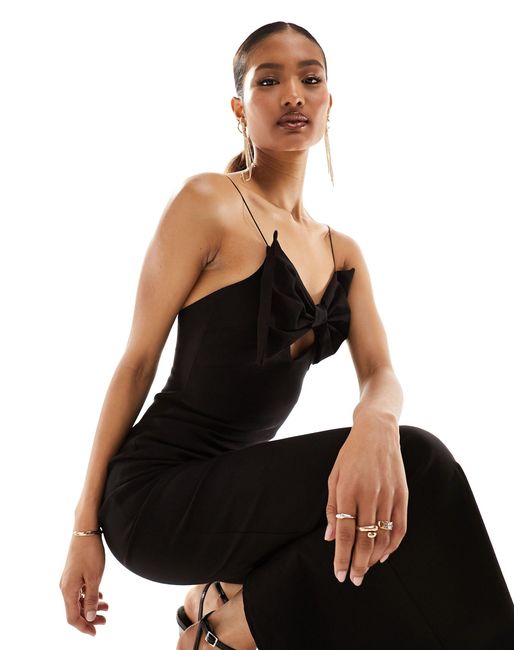 Vesper Black Cami Bow Detail Maxi Dress