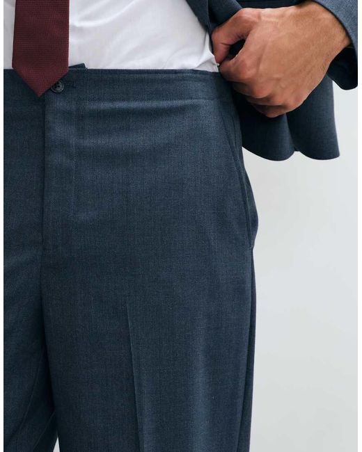 ASOS Blue Oversized Tapered Suit Trousers for men