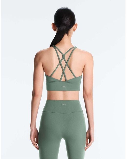 Oysho Green Medium-Support Comfortlux Sports Bra With Cups