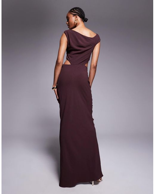 ASOS Purple Asos Design Tall Off Shoulder Fauxord Maxi Dress