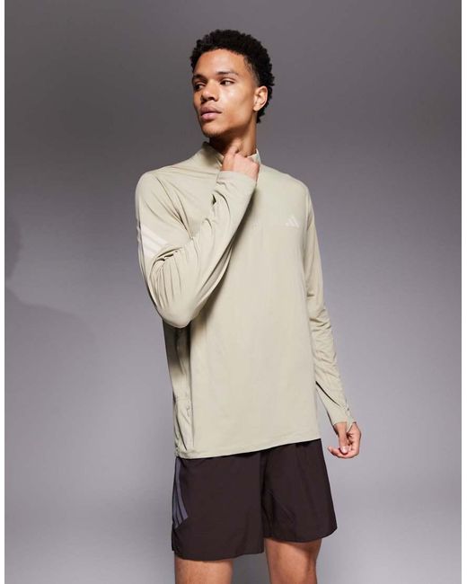 Adidas Originals Gray Adidas Running Adi365 1/4 Zip Top for men